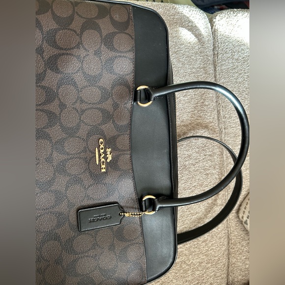 Coach Signature laptop bag with adjustable strap, Brown/Black - Picture 5 of 6